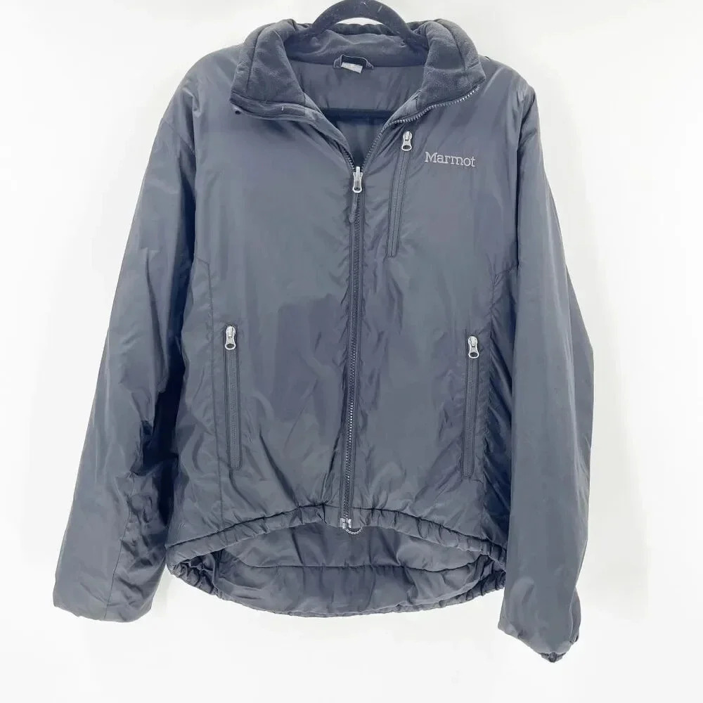 Marmot Insulated Jacket Womens Size M Black Zip Up Stand Collar Oversized‎